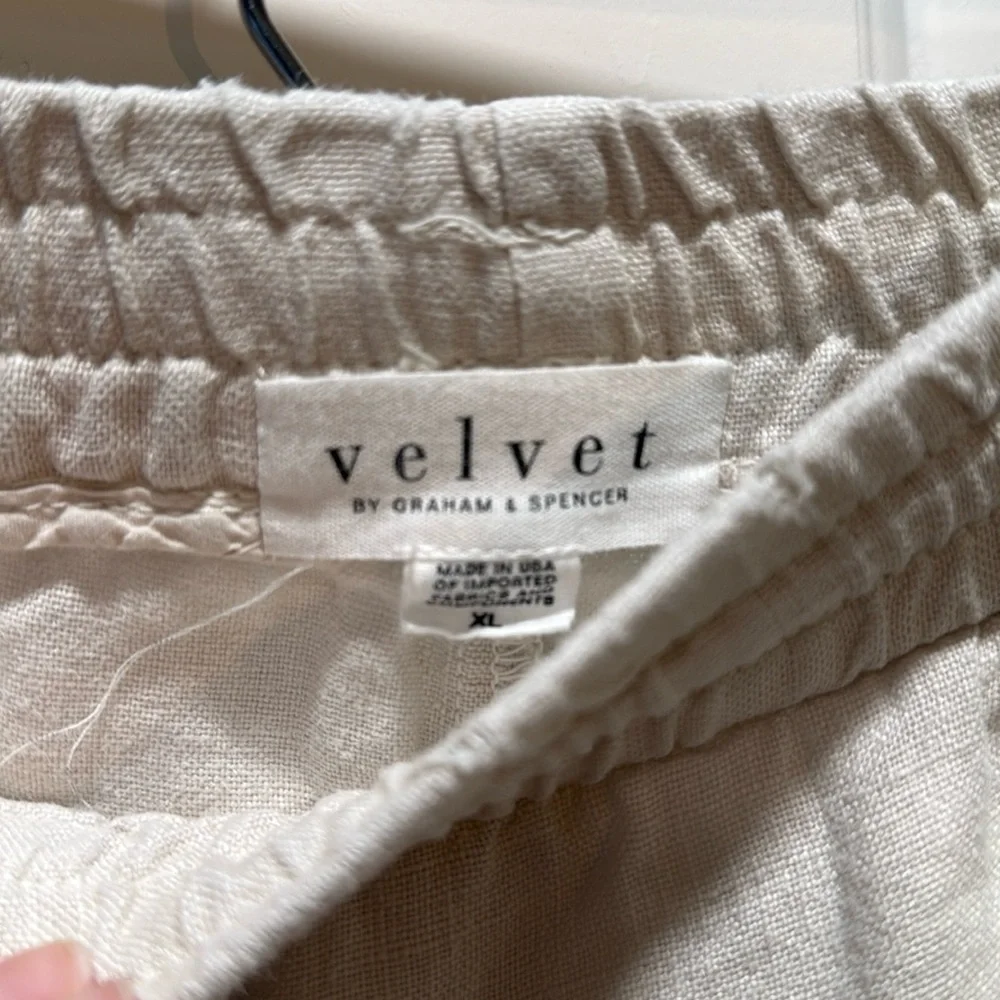 Velvet by Graham and Spencer‎ Linen Pants Cream Drawstring Women's XL - Picture 6 of 9